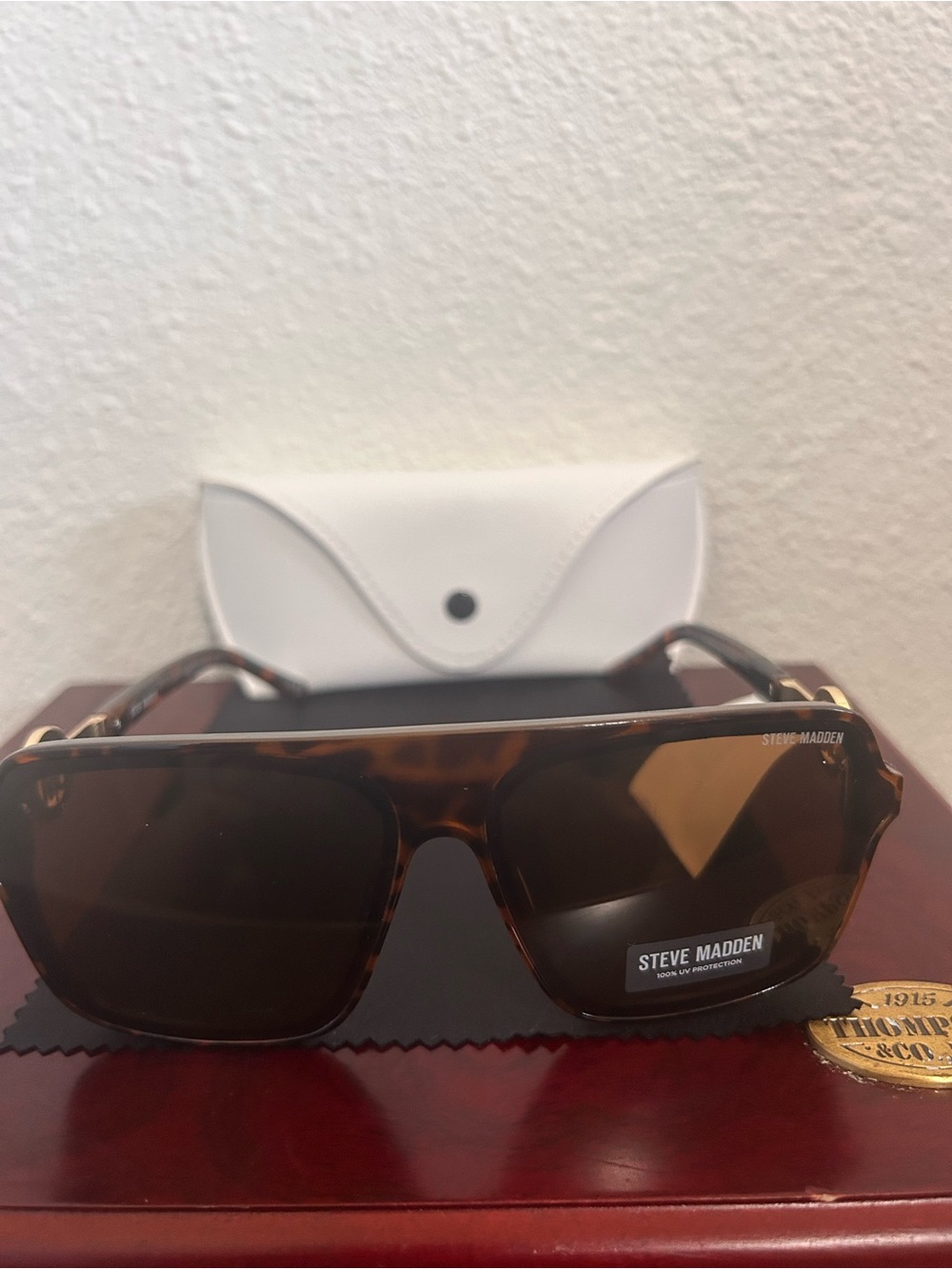 Steve Madden Tortoise Shell Sunglasses with Gold Logo Accent